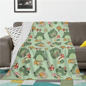 Cute Frog Blanket Gifts for Frog Lovers Soft Frog Mushroom Throw Blanket